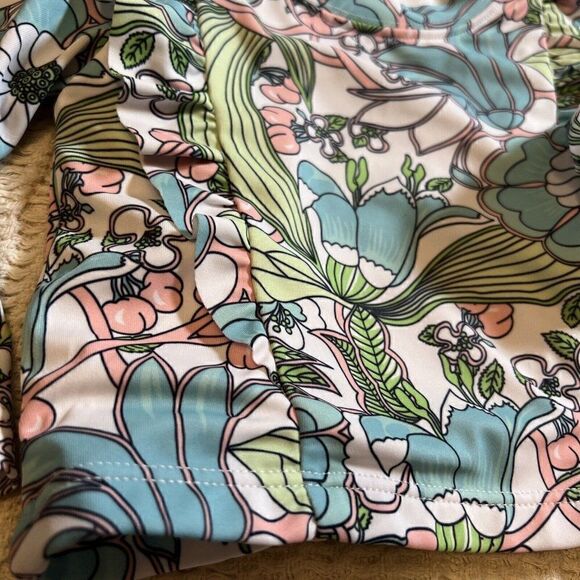 Janie & Jack girls 6 - 12 Months blue floral long sleeved rashguard. T - Picture 2 of 4